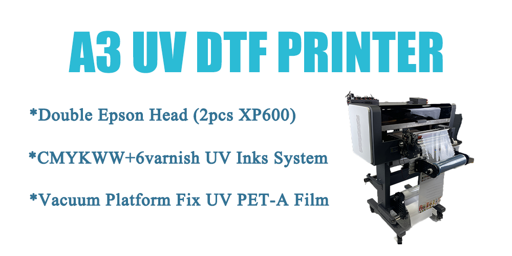 A3 UVDTF XP600 Double Head Transfer Sticker Printer & ink/Varnish/Software  US